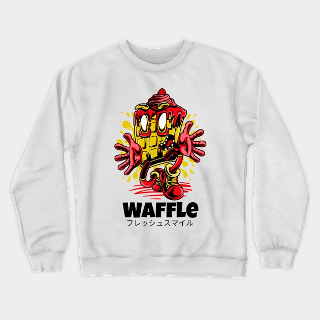 Waffle Strawberry Sauce Scary Crewneck Sweatshirt by BradleyHeal